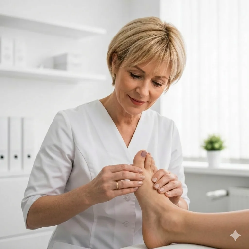 Professional podiatrist from Deal Podiatry treating a patient's foot